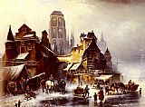 A View Of Danzig In Winter by Paul Wilhelm Meyerheim